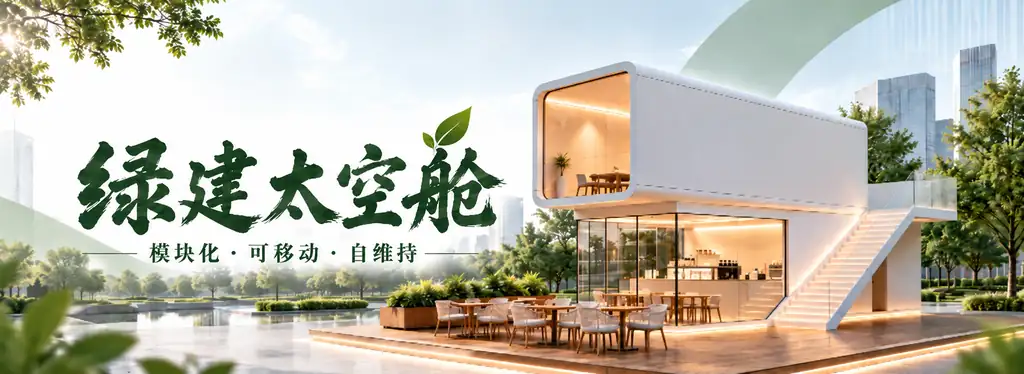 绿建太空舱建筑博览会房屋展示海报
